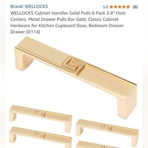 NEW IN BOX Wellocks Gold Cabinet Dresser Handles 4 Pack 3.78” centers